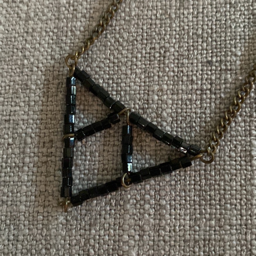 Black Crystals on Bronze Chain